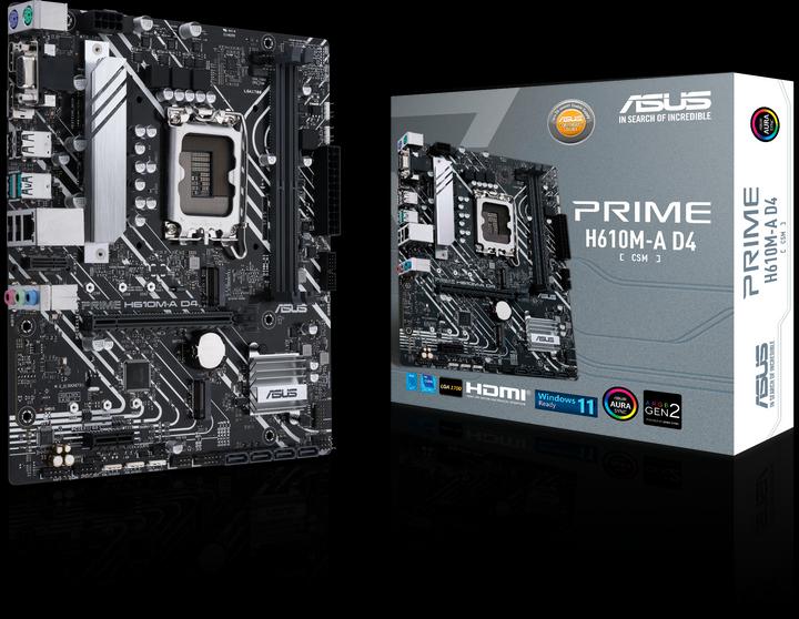 Produktbild ASUS PRIME H610M-A D4-CSM (LGA 1700, Intel H610M, mATX)