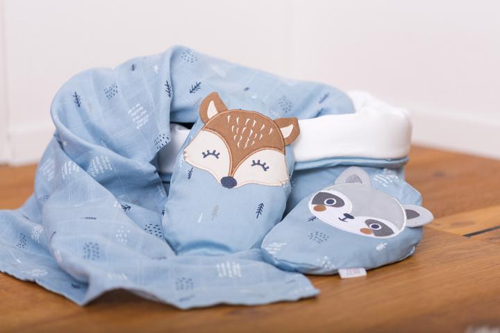 Beige, Blau, Schwarz, Weiss
