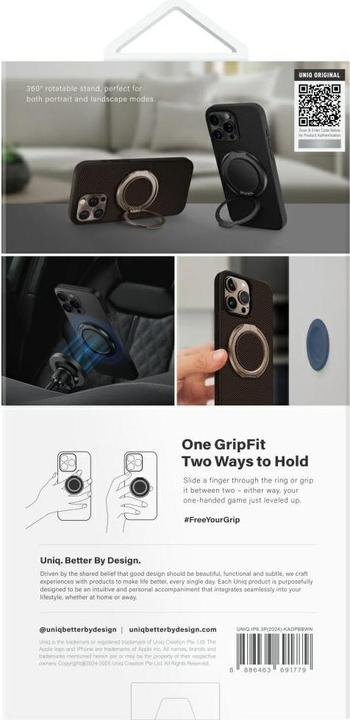 Image du produit Uniq Keva Air Magclick Charging GripFit Case for iPhone 16 Pro - Brown (Apple iPhone 16 Pro)