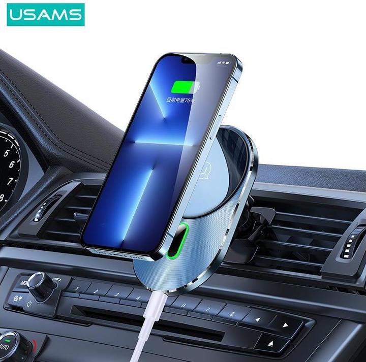 Image du produit Usams Uchwyt indukcyjny Magnetic Car Wireless Charging 15W do kratki went. szary/grey CD170DZ01 (US-