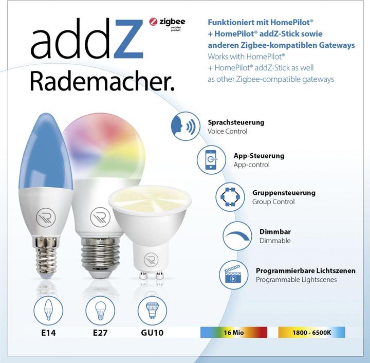 Produktbild Rademacher addZ White + Colour GU10 LED (GU10, 4.80 W, 420 lm, 1 x, F)