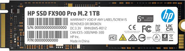 Actual product image HP HEWLETT PACKARD SSD FX900 PRO 1TB 4A3U0AA internal (1000 GB, M.2 2280)