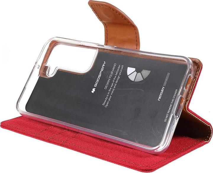 Produktbild Galaxy S22+ - Canvas Stoff Leder Etui rot (Samsung Galaxy S22+)