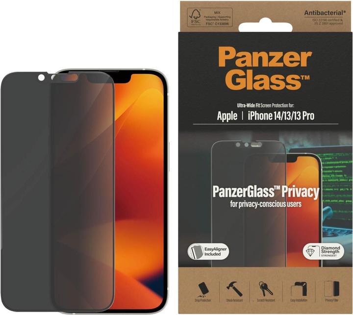 Immagine prodotto PanzerGlass Privacy ultra-ampia (1 Pezzo/i, Apple iPhone 13, Apple iPhone 13 Pro, Apple iPhone 14)