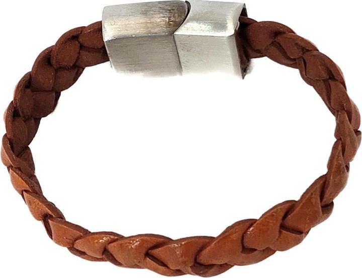 Actual product image Thomss Leather bracelet No.03 Little children's/youth bracelet light brown with stainless steel clasp (16.50 cm, Stainless steel, 100% leather)