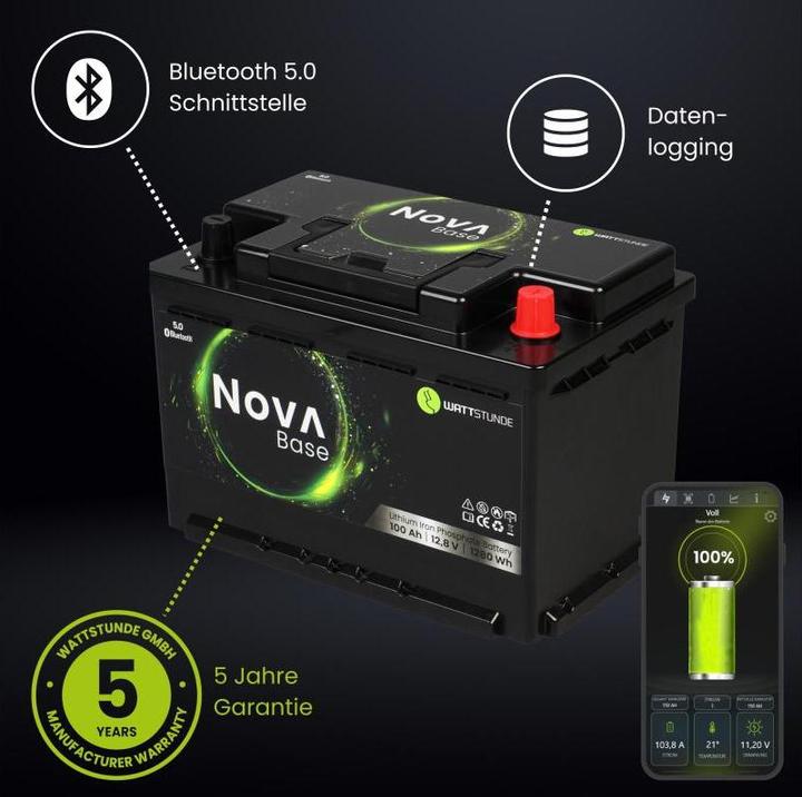 Produktbild Wattstunde Batterie NOVA Base 100 Ah LiFePO4 (12.80 V, 100 Ah)