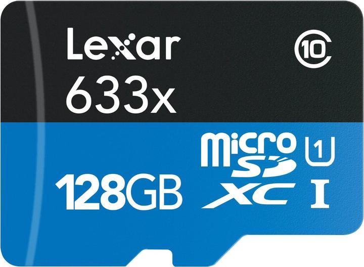 Lexar microSDXC 633x UHS-I met SD-adapter (128 GB, microSDXC, U1, UHS-I)