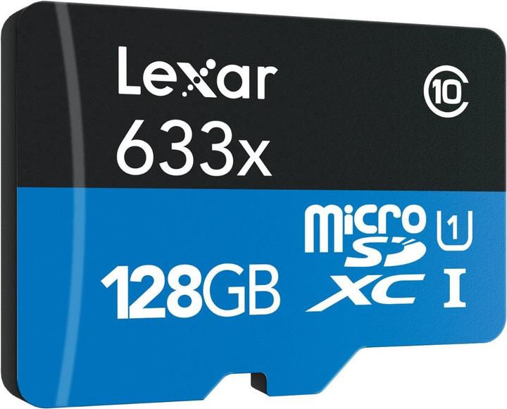 Actual product image Lexar microSDXC 633x UHS-I with SD Adapter (128 GB, microSDXC, U1, UHS-I)