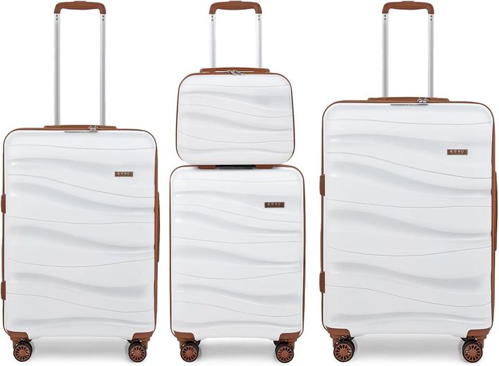 Immagine prodotto Kono Hartschalenkoffer-Set mit Beautycase (4-teilig) (Bagaglio a mano (fino a 50 litri), M (50 - 90l), L (90 - 115l))