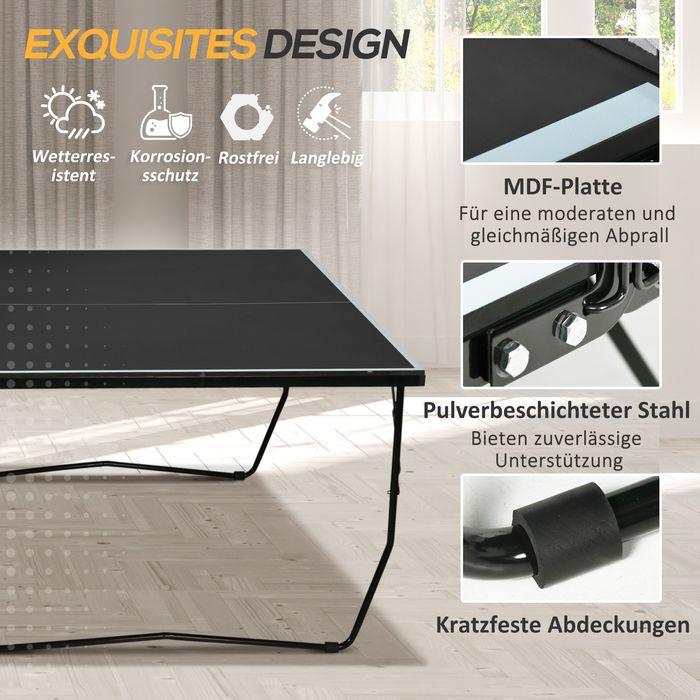 Actual product image Swisshandel24 Tischtennisplatte, Klappbar Tischtennistsich mit Netz, Rollen, Schwarz