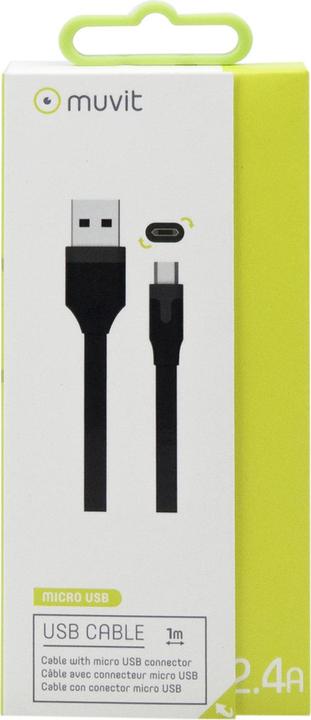 Immagine prodotto Muvit Tab Cavo Plat Charge & Synchro 2,4a Usb/Micro-Usb 1m Noir (1 m, USB 2.0)