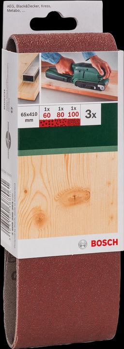 Produktbild Bosch Zubehör 3tlg. Schleifband-Set für Bandschleifer, rote Qualität K = 60, 80, 100 (60, 80, 100)