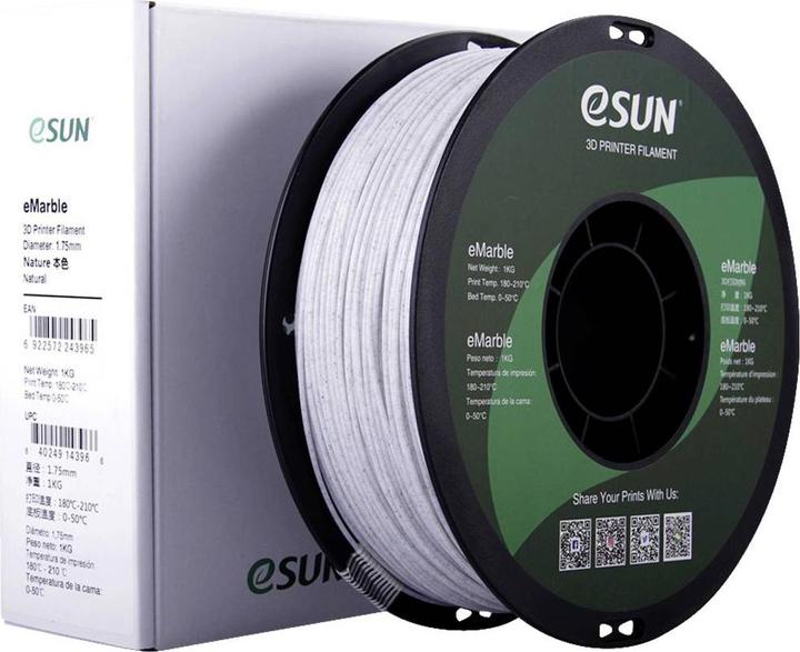 Actual product image eSUN eMarble Filament PLA Compound 1.75 mm 1 kg Marble (PLA, 1.75 mm, 1000 g, White)