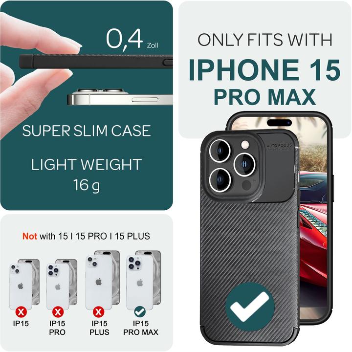 Produktbild Nalia Carbon Look Silikon Hülle (Apple iPhone 15 Pro Max)