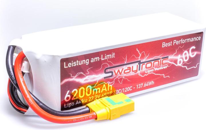 Immagine prodotto Swaytronic 6S1P 22.2V 6200mAh 60C/120C XT90 (22.20 V, 6200 mAh)