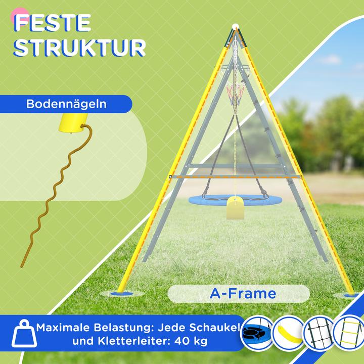 Actual product image Outsunny Kinderschaukel Stahl, Kunststoff Gelb+Grün
