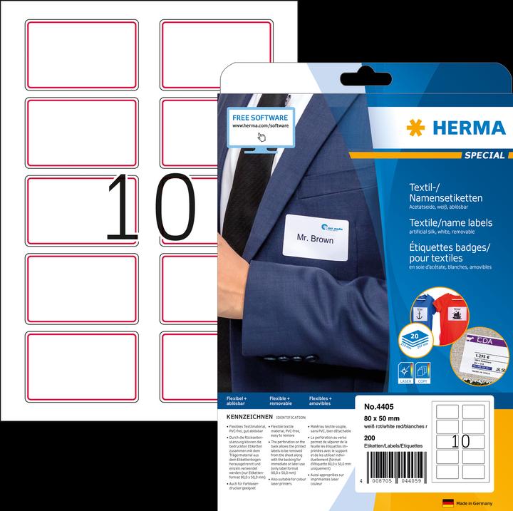 Actual product image HERMA A4 removable name labels