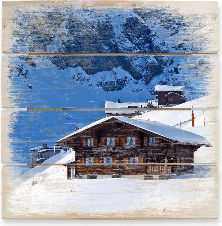 Image du produit Trenddeko Cabane de vacances dans les Alpes suisses (40 x 41,5 cm)