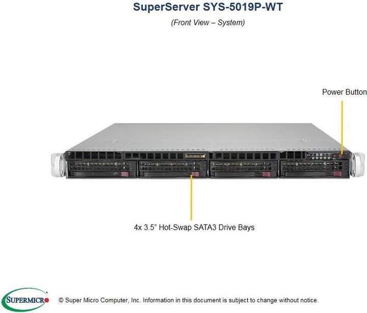 Actual product image Supermicro 5019P-WT: Xeon Scalable