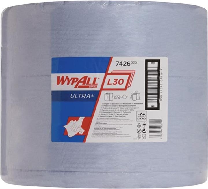 Actual product image Wypall Wipe L-30 ULTRA + large roll, made of Airflex material, 750 cloths, 3-ply, blue (1 x)