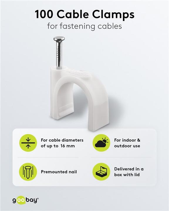 Actual product image Goobay Cable clamp, white max. cable diameter : 16.0 mm