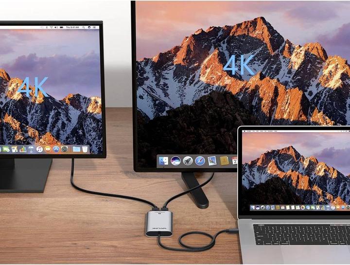 Actual product image Wavlink WS-UTA02H Thunderbolt / HDMI Adapter (1x Thunderbolt - 2x HDMI®) Space Grey single wire 50cm (HDMI, Thunderbolt, 50 cm)