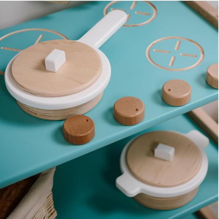 Actual product image Activity Board Wooden toy set, kitchen utensils, great gift, cooking set for children - pot and pan, salmon