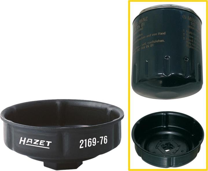 Image du produit HAZET Clé pour filtres à huile 2169-76 ∙ Carré creux 12,5 mm (1/2 pouce) ∙ Profil à rainures ∙ 85 m…
