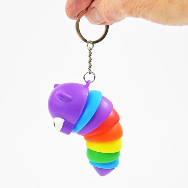 Kögler Klackerraupe, Schlüsselanhänger, beweglich mit lustigen "Klick"-Geräuschen, bunt, 9x4x4cm