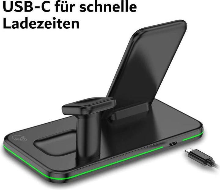Actual product image Hermex 3-in-1 Charging Station for Smartphone Smartwatch Headphones Docking Station (15 W)