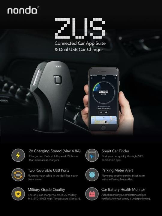 Actual product image nonda ZUS Smart Car Charger