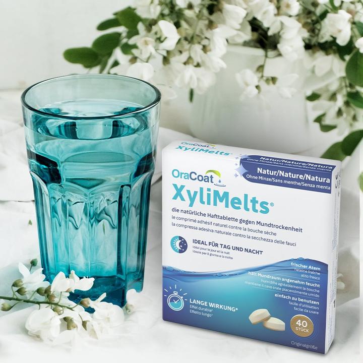Actual product image Oscimed Sa Adhesive tablets against dry mouth Nature without mint (40 x, 186 ml, 50 g)