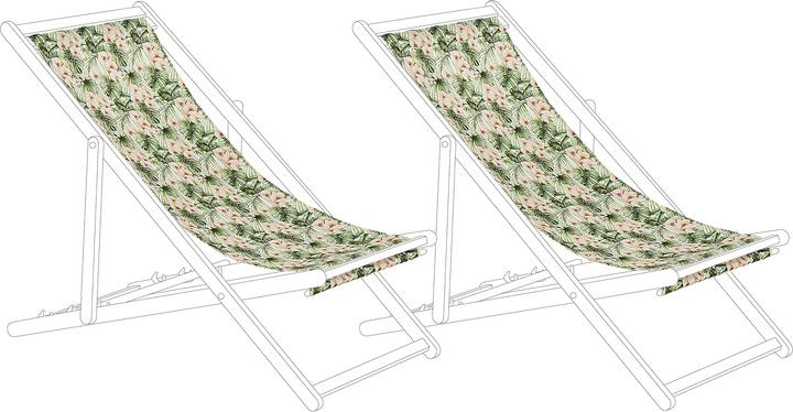 Produktbild Beliani Stoffbezug 2er Set für Gartenliegen ANZIO / AVELLINO Blumenmotiv rosa