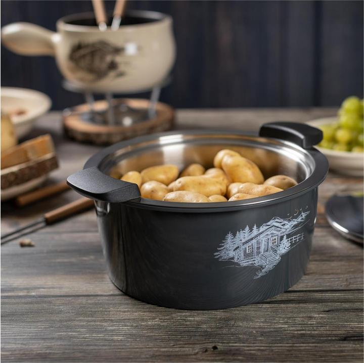 Actual product image Kuhn Rikon HOTPAN® serving casserole grey with Chalet 2.0 L · Ø 18 cm (18 cm, Pot, Stainless steel)