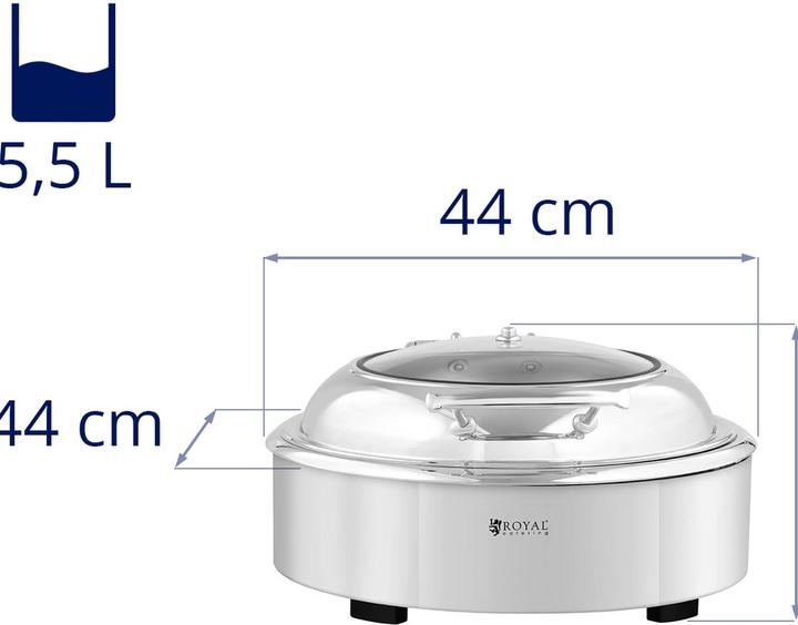 Produktbild Royal Catering Chafing Dish Warmhaltebehälter Rechaud rund mit Sichtfenster 5,5 L
