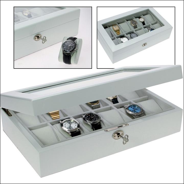 Safe Uhrenkoffer in glänzendem Weiss