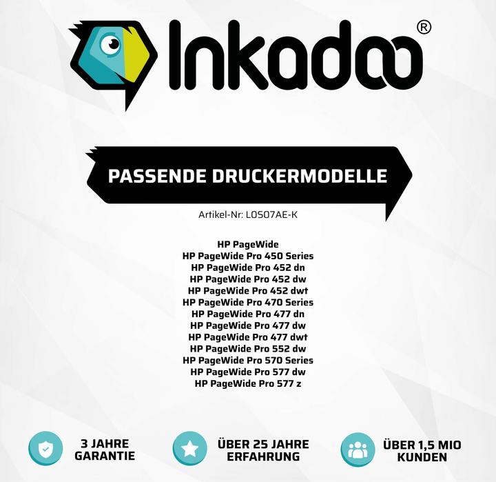 Image du produit Inkadoo Cartouche d'encre compatible de remplacement pour HP 973X compatible avec HP PageWide Pro 450 (CF)