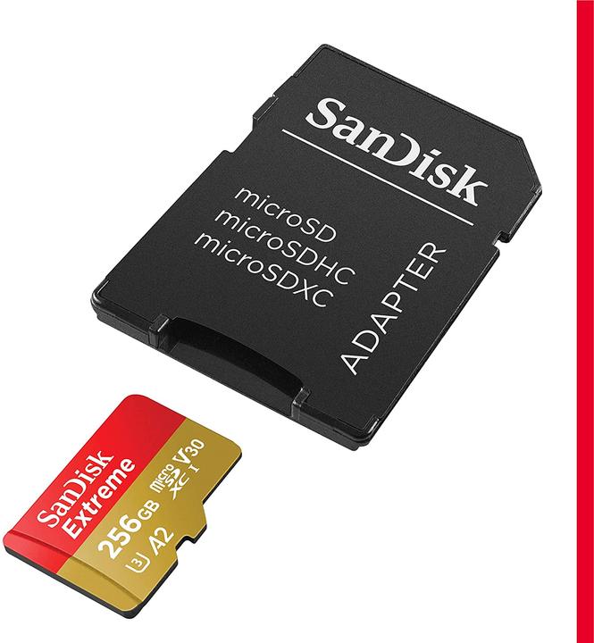 Actual product image SanDisk Extreme microSD A2 (256 GB, microSDXC, U3, UHS-I)