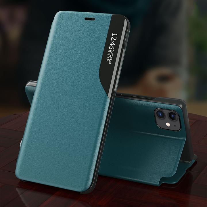 Image du produit Hurtel Eco Leather View Case étui élégant de type bibliothèque avec béquille pour iPhone 13 mini bleu (Apple iPhone 13 mini)