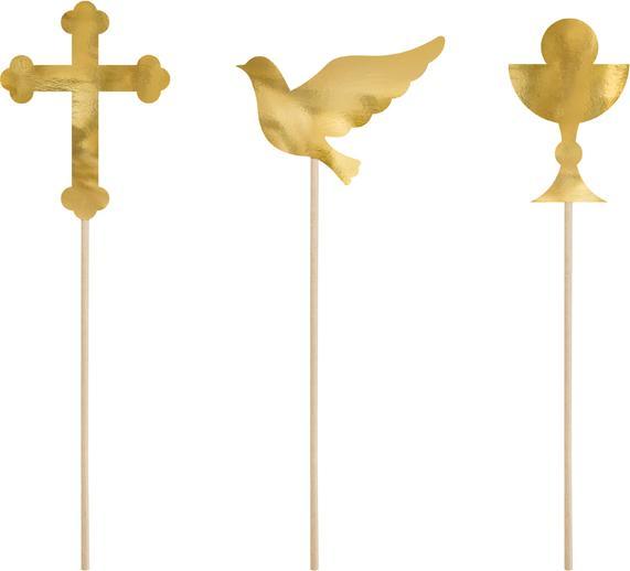 Produktbild Partydeco Cake toppers First Communion, gold, 31.5cm (1 pkt / 6 pc.)