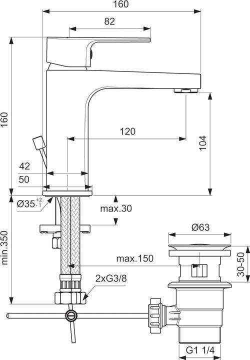 Image du produit Ideal Standard Esla Mischbatterie für Waschbecken mit Ablaufgarnitur