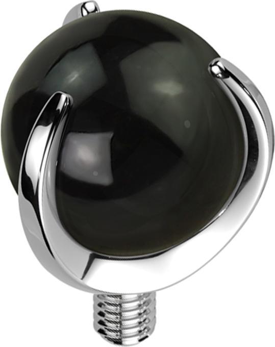 Produktbild Star Piercing Dermal Anchor silber Kugel Onyx Stein gefasst (Mineralisch, ohne Messing, Titan G23)