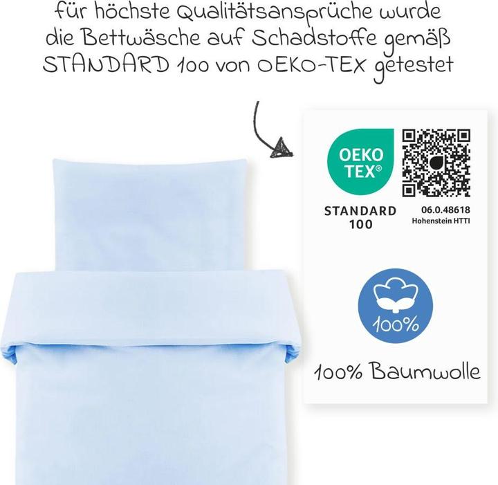 Image du produit Makian Parures de lit bébé Parure de lit 80 x 80 cm - Bleu clair uni