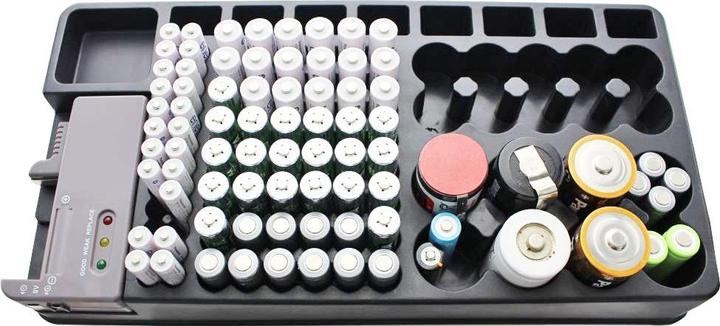 Image du produit AccuCell Organisateur de batterie 2en1, boîtier universel pour 1 à 110 batteries ou piles
