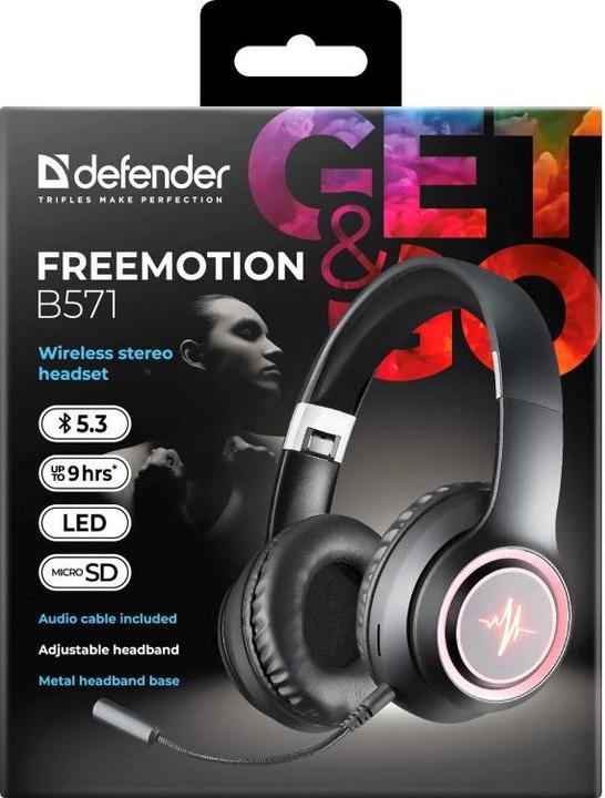 Immagine prodotto Defender FREEMOTION B571 Cuffie Bluetooth senza fili con retroilluminazione + lettore MP3 + microfono (Senza fili)