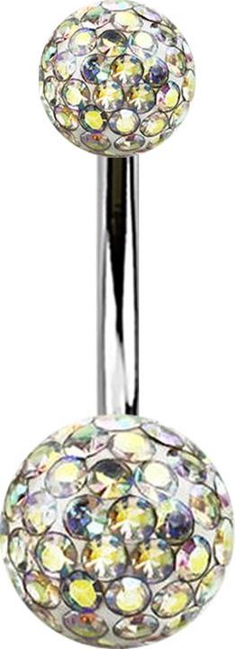Immagine prodotto Star Piercing Banana argento con due sfere di cristallo strato protettivo epossidico multicolore (Titanio G23, senza ottone)