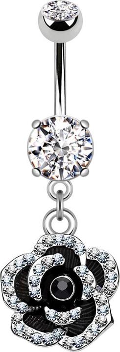 Produktbild Star Piercing Banane silber mit Anhänger Kristall Blütenblätter (Messing, Chirurgenstahl 316L)