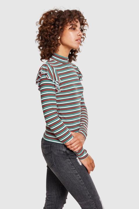 Actual product image Urban Classics Ladies Rib Striped Volant Turtleneck L/S (5XL)