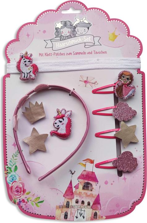 Papierdrachen Haarschmuck Set – Haarreif mit Patches – Prinzessin