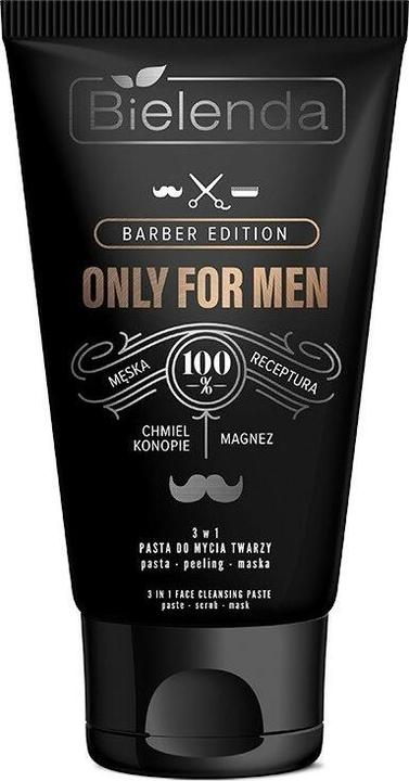 Bielenda Only For Men Barber Edition Pasta per il lavaggio del viso 3In1 Pasta-Scrub-Maschera 150G (Talco)